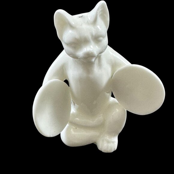 5 White Porcelain Cats Figurines Band Instruments Philip Stahl Vintage 1970s - Picture 5 of 7